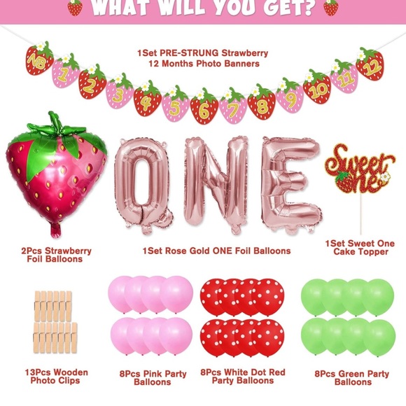 Strawberry First Birthday Decor - Picture 1 of 3
